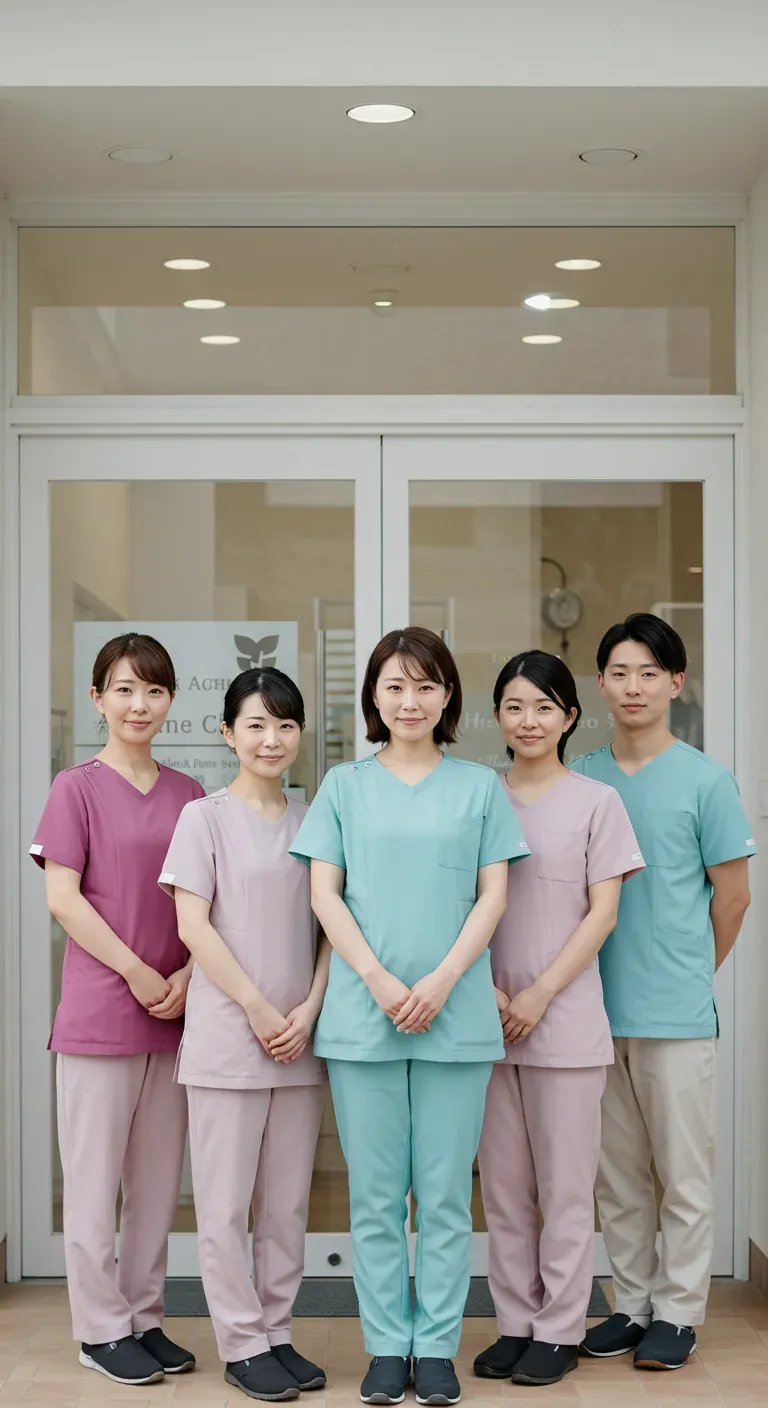 並んで立つ介護スタッフたち